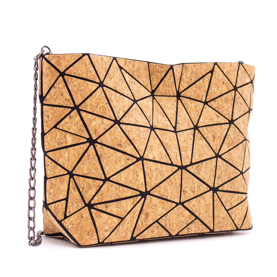 Natural Cork Geometric Chain Crossbody Shoulder Bag