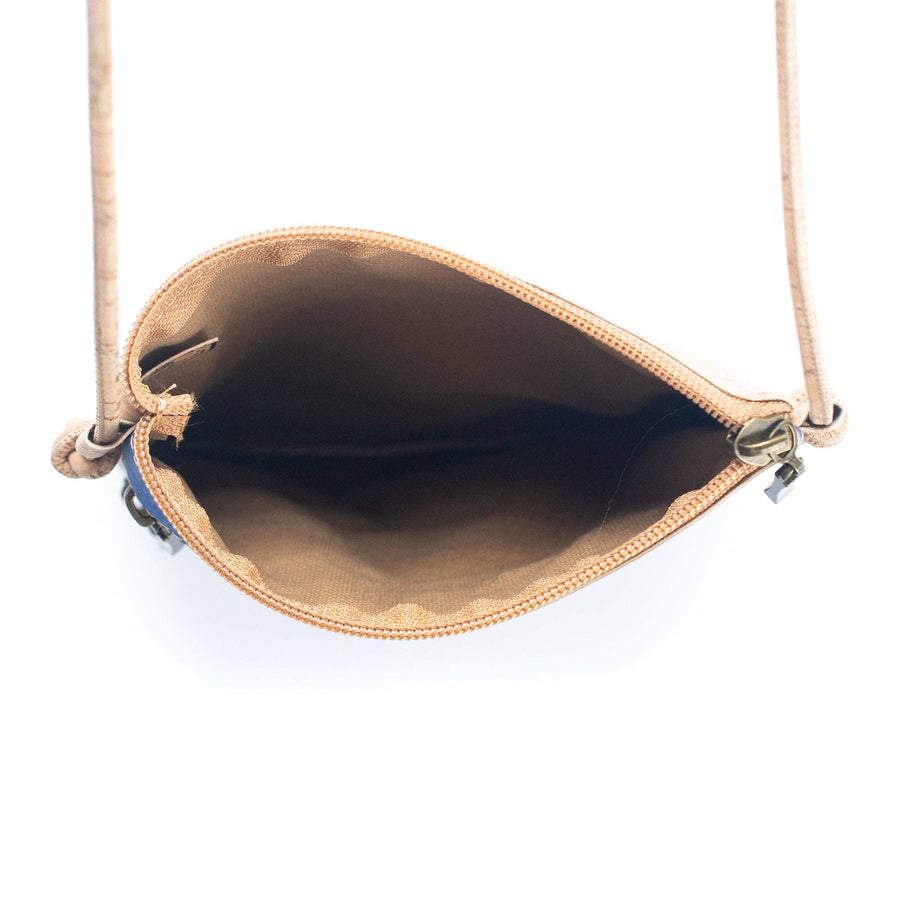 Blue & Colourful Patterned Natural Cork Crossbody Bag