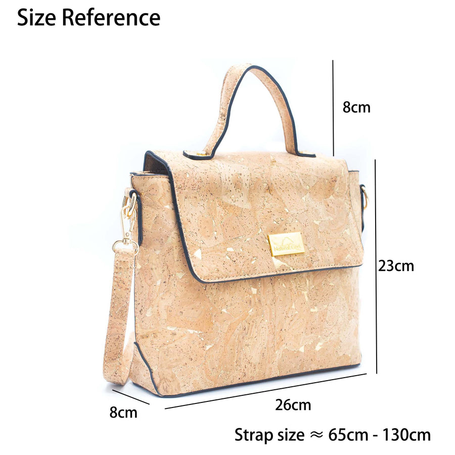 Gold Flecked Natural Cork Crossbody Shoulder Bag