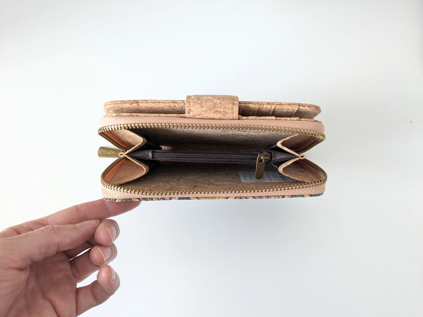 Autumnal Floral Leaves Patterned Natural Cork Purse