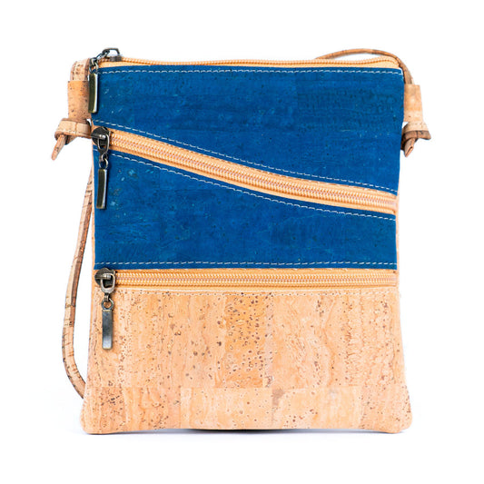 Blue & Natural Cork Crossbody Bag