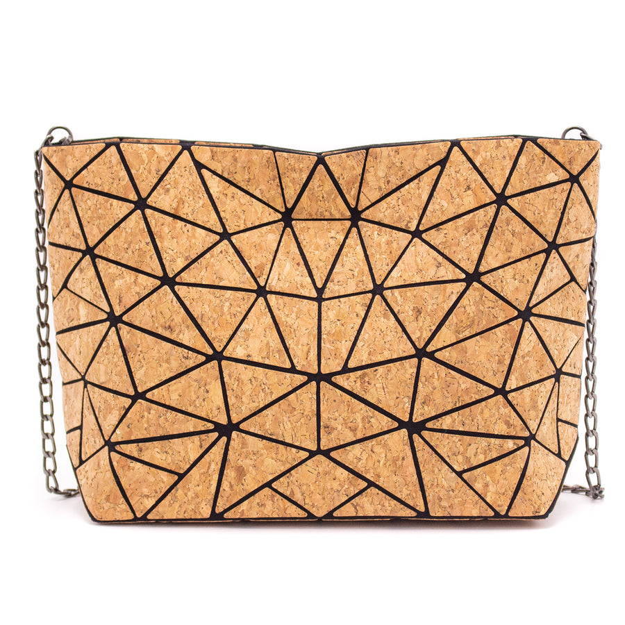 Natural Cork Geometric Chain Crossbody Shoulder Bag