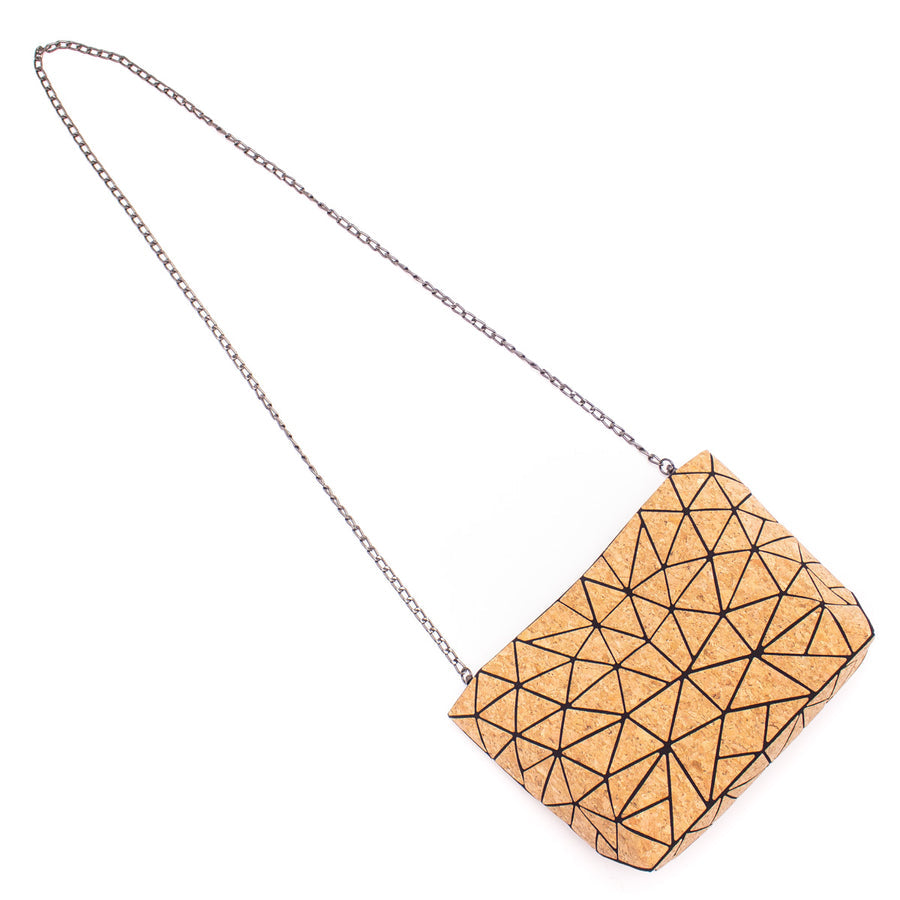 Natural Cork Geometric Chain Crossbody Shoulder Bag
