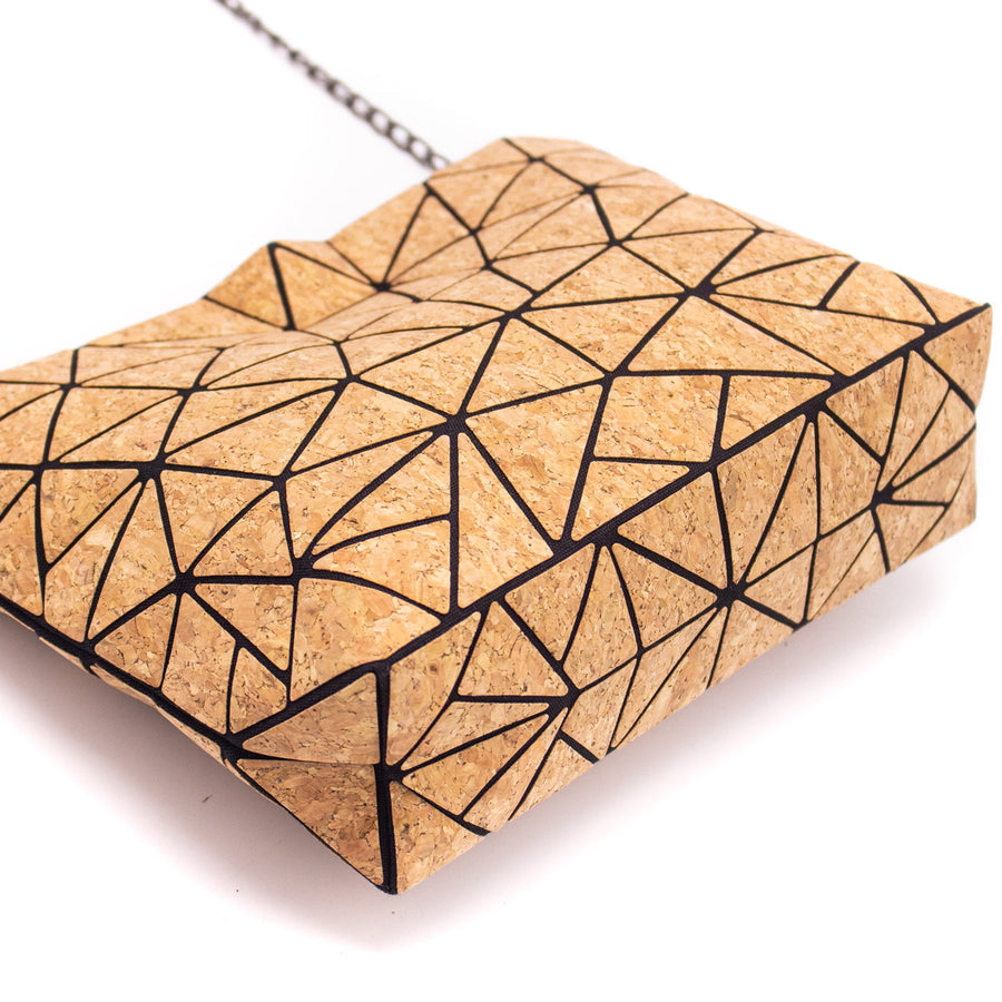 Natural Cork Geometric Chain Crossbody Shoulder Bag