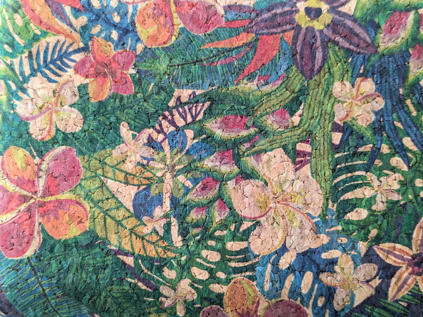 Tropical Flowers Patterned Natural Cork Purse