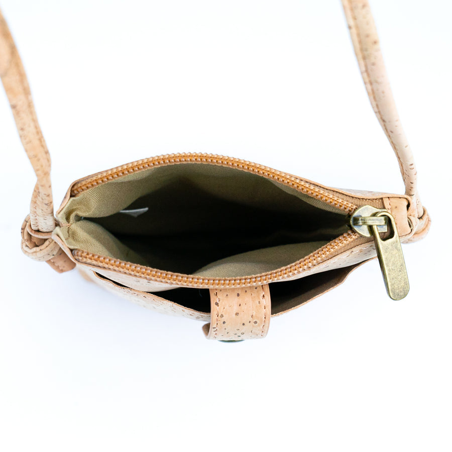 Gold Flecked Natural Cork Mobile Phone Crossbody Bag