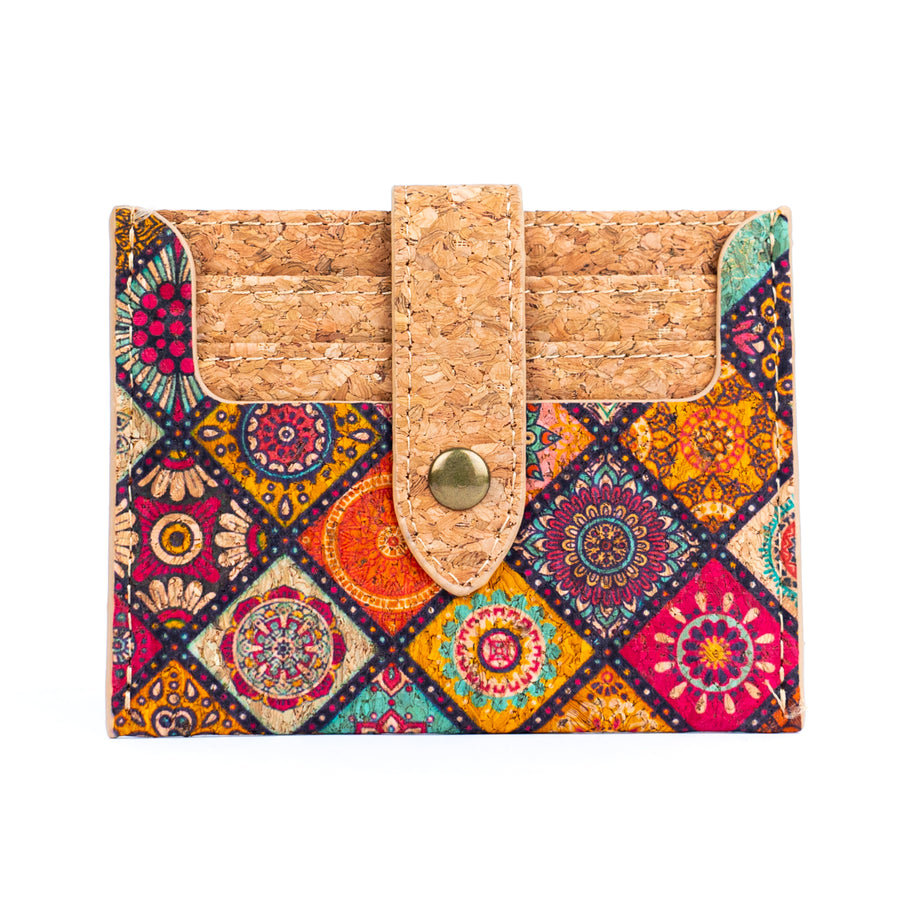 Various Colourful Patterned Natural Cork Minimalist Slim Wallet / Card Holder