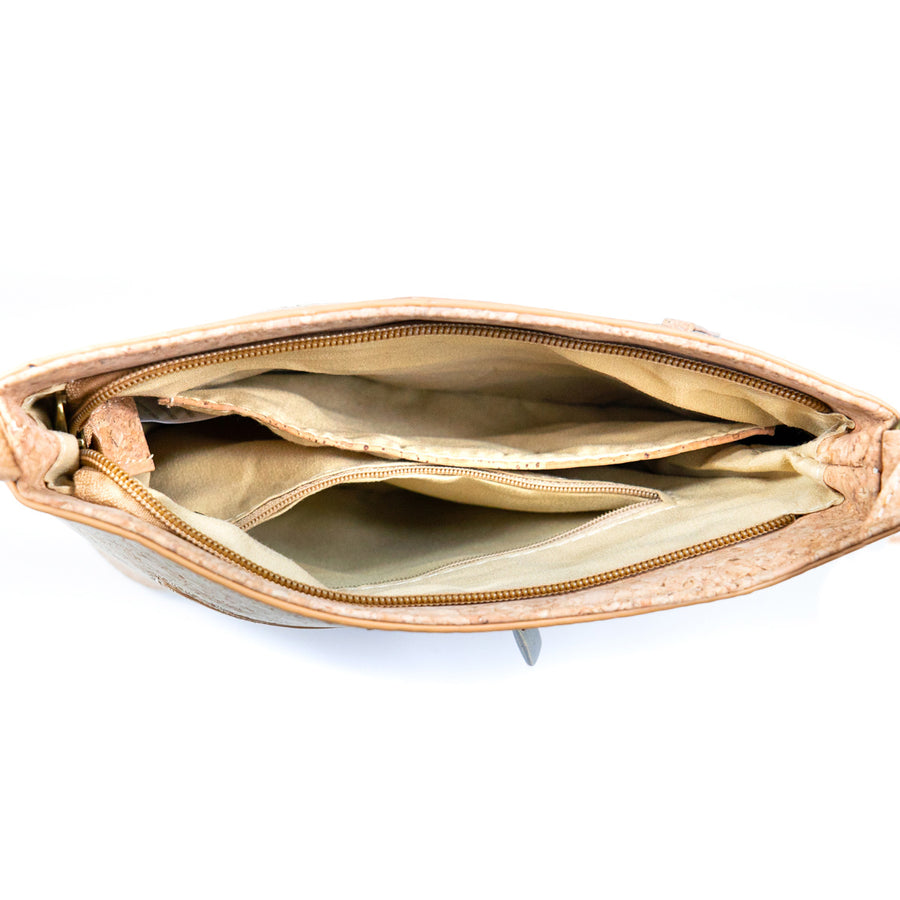 Daisy Flower Patterned Natural Cork Crossbody Shoulder Bag