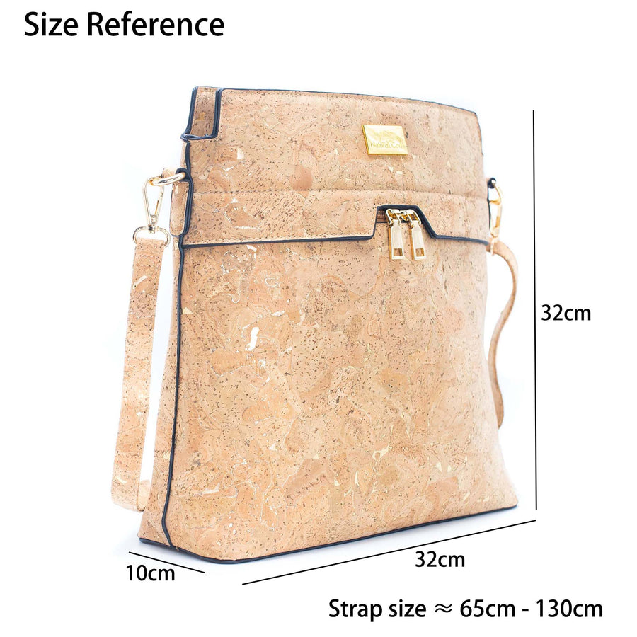 Gold Flecked Natural Cork Crossbody Handbag