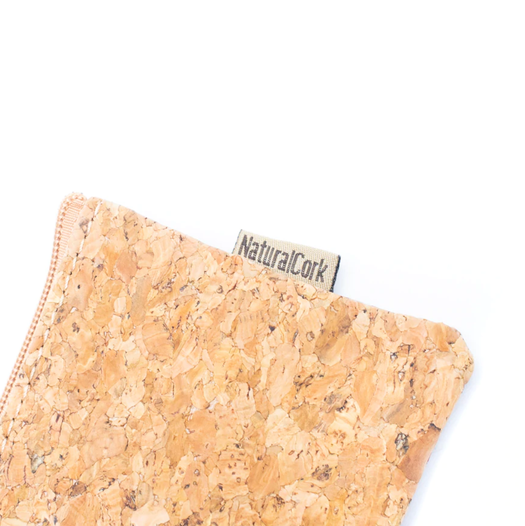 Red Floral Patterned Natural Cork Coin Purse