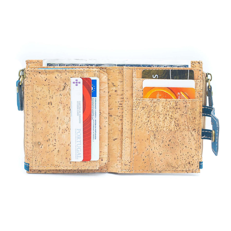 Blue & Natural Cork Bifold Wallet