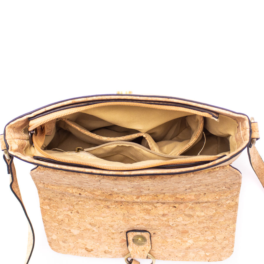 Coffee Bean & Natural Cork Crossbody Shoulder Bag