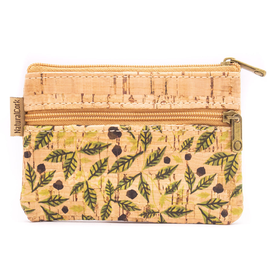 Leaves Patterned Cork Coin Purse