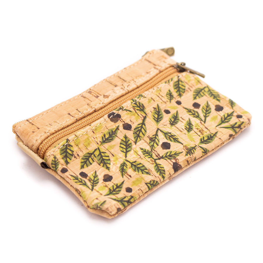 Leaves Patterned Cork Coin Purse