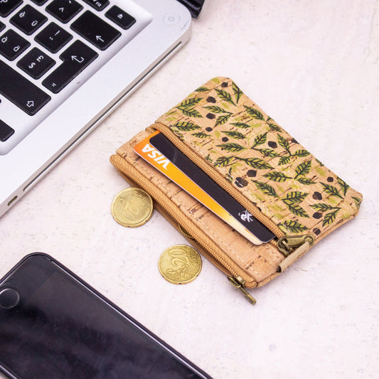 Leaves Patterned Cork Coin Purse